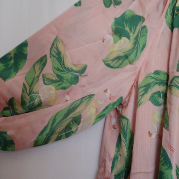 The Webster Miami silky flowy egret and folIage oversize knee length dress - Picture 8 of 12